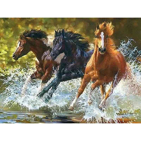 Diamond painting - Paarden in het water